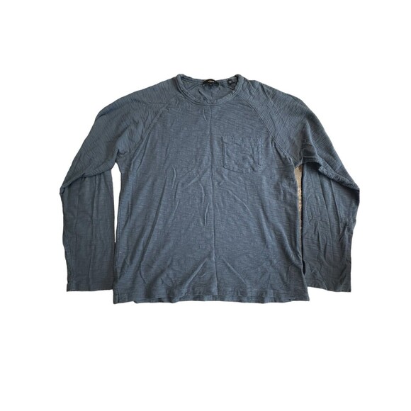 Vince Size Medium Pocket Long Sleeve T-Shirt Men’s Heather Blue Cotton #DD4 - Picture 3 of 10